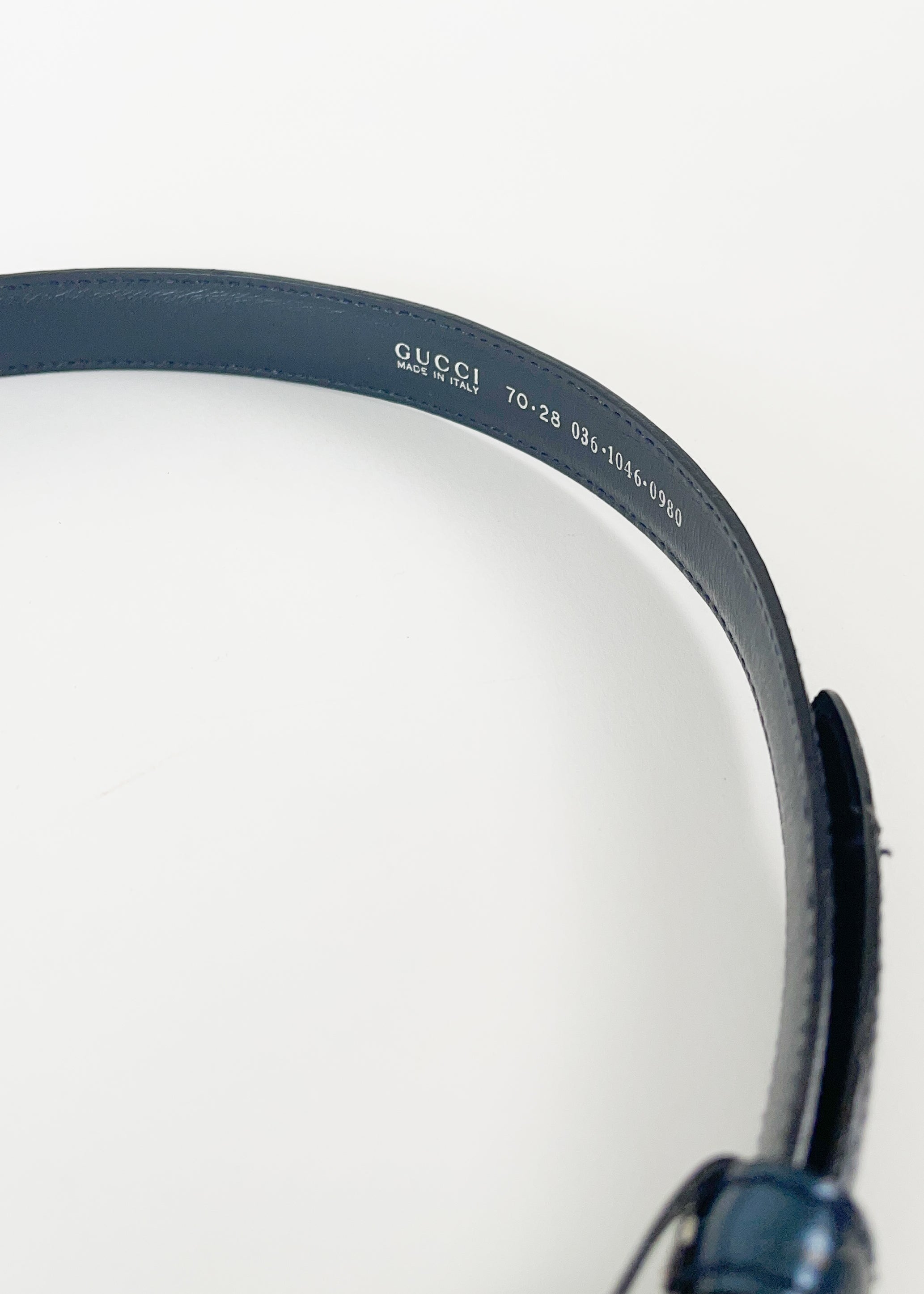 Vintage Gucci Tom Ford Metallic Blue Skinny Belt