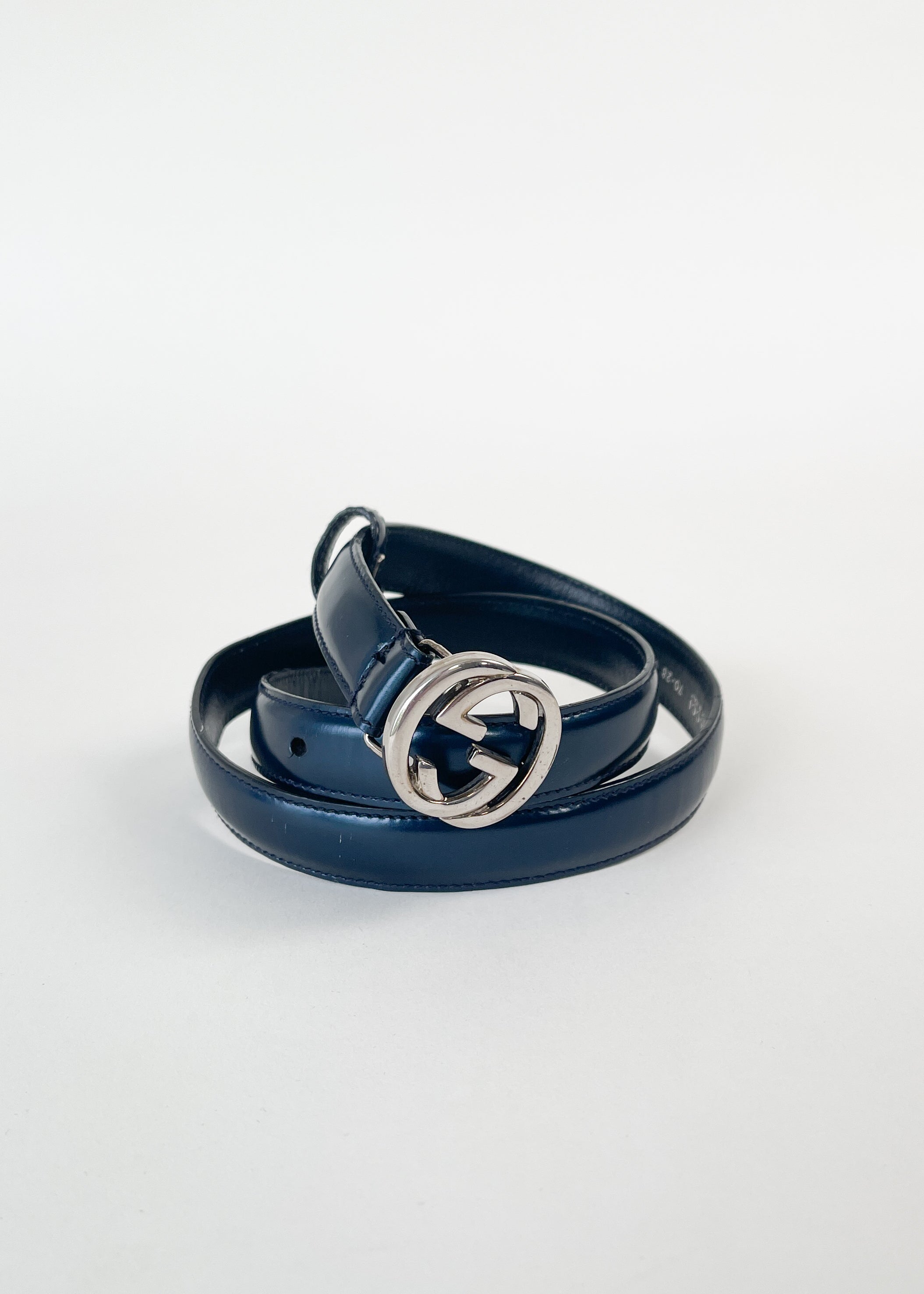 Vintage Gucci Tom Ford Metallic Blue Skinny Belt