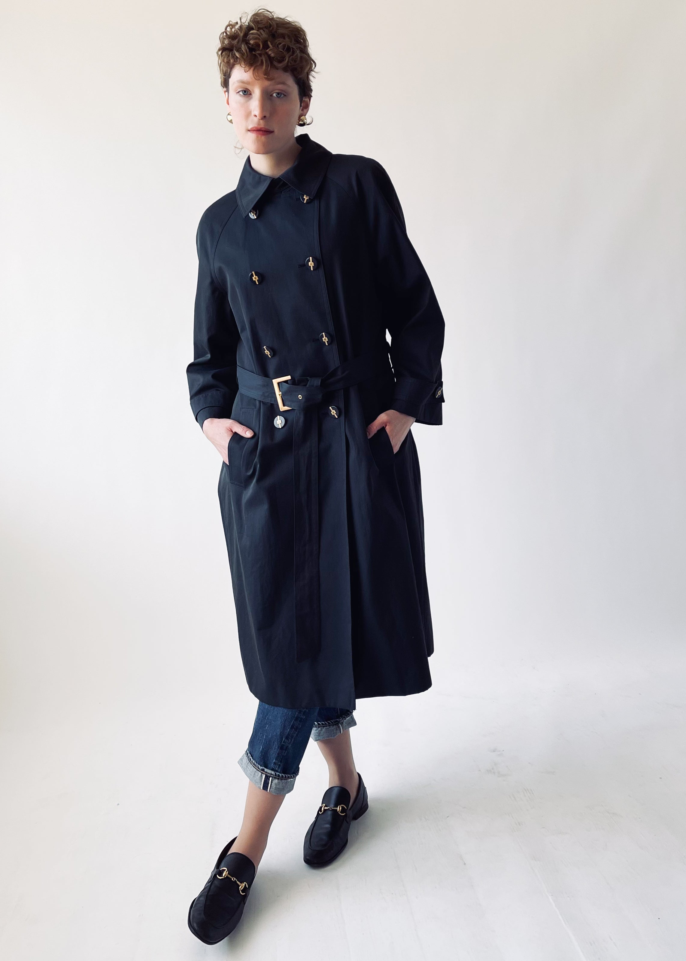 Vintage Louis Féraud Black Trench Coat
