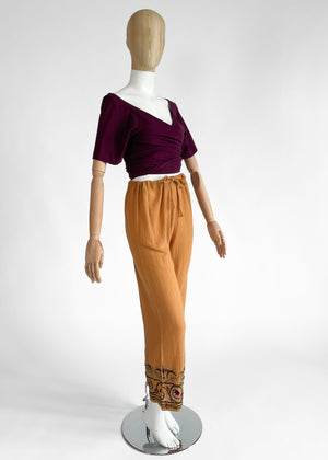 1994 Romeo Gigli Embroidered Cotton Pants