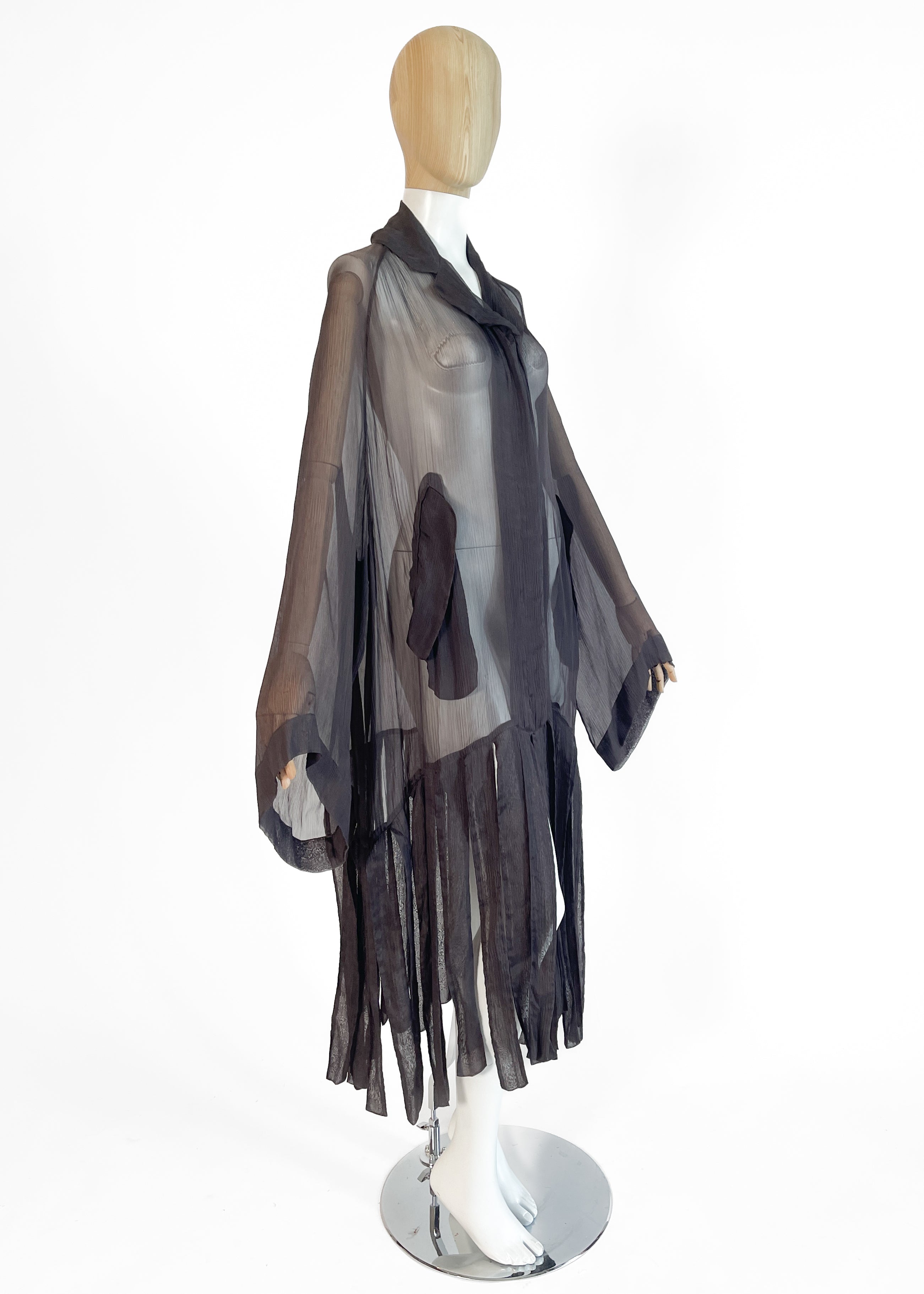 Vintage Romeo Gigli Silk Chiffon Duster Coat Dress Late 1980s