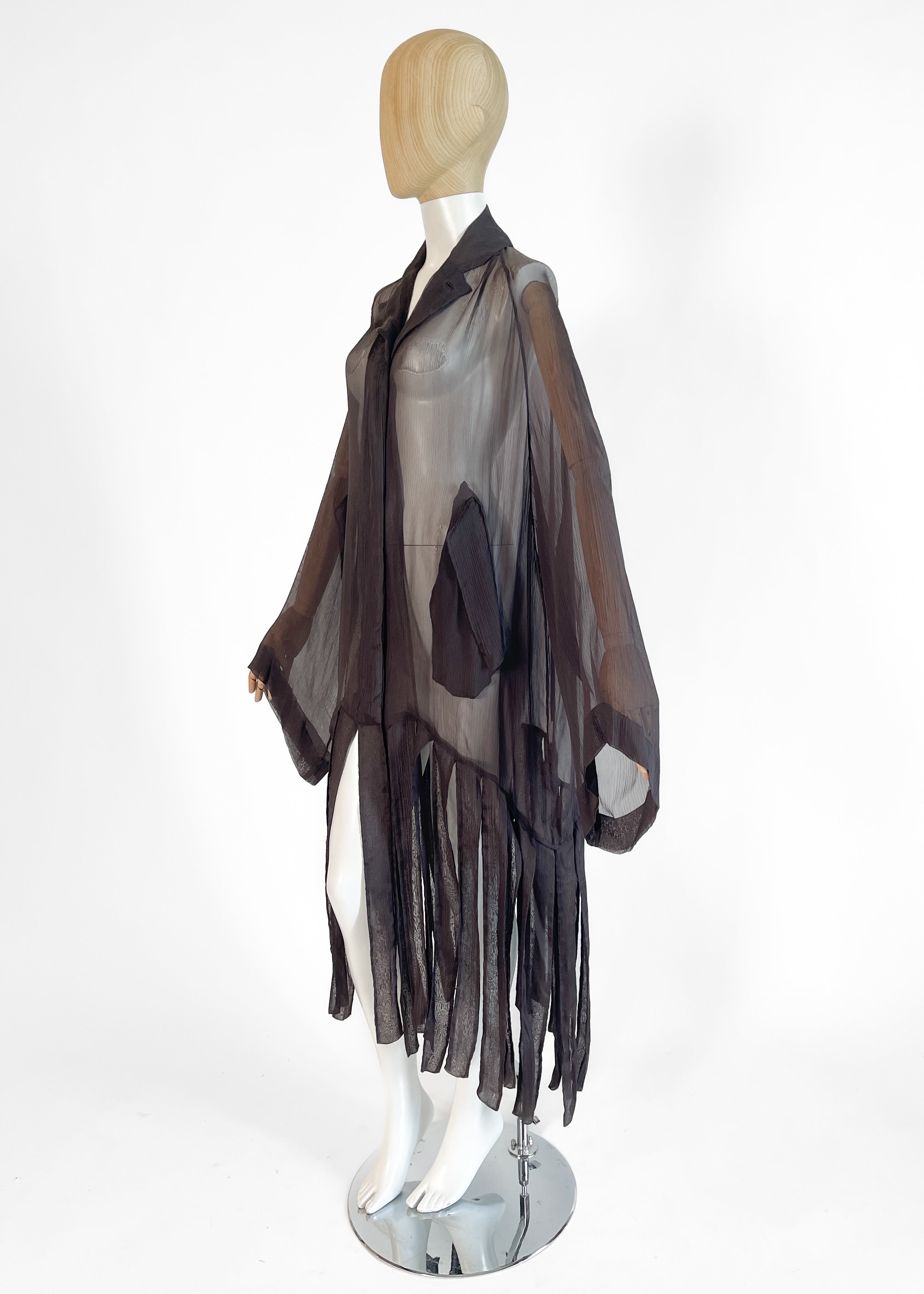 Vintage Romeo Gigli Silk Chiffon Duster Coat Dress Late 1980s