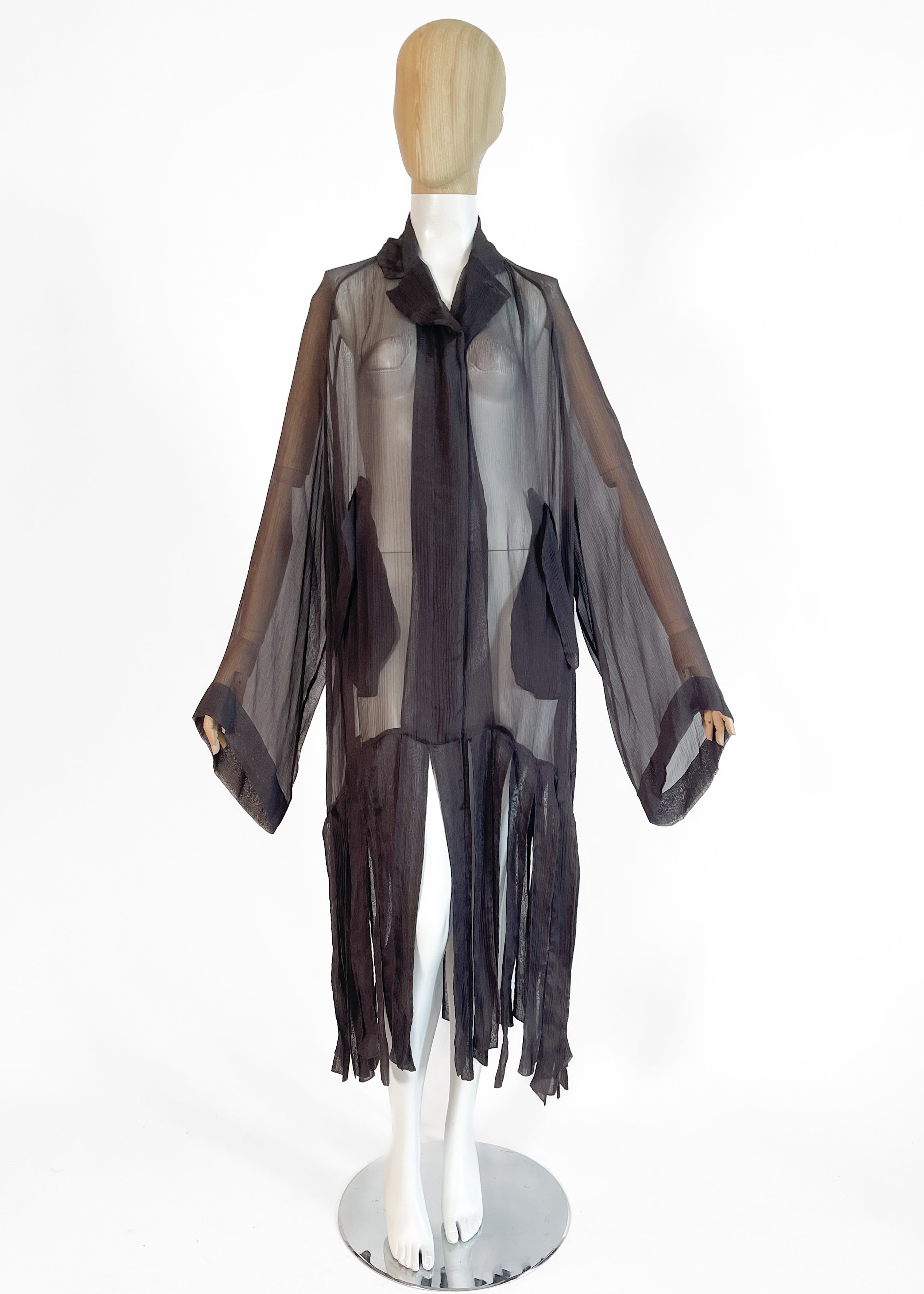 Vintage Romeo Gigli Silk Chiffon Duster Coat Dress Late 1980s