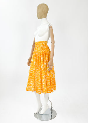 Vintage Yves Saint Laurent Yellow Print Full Skirt