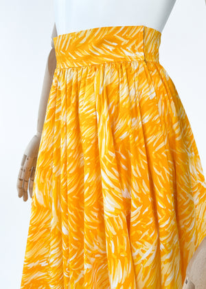 Vintage Yves Saint Laurent Yellow Print Full Skirt