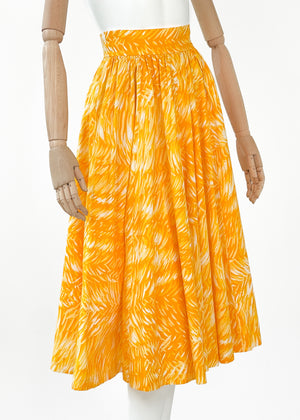 Vintage Yves Saint Laurent Yellow Print Full Skirt