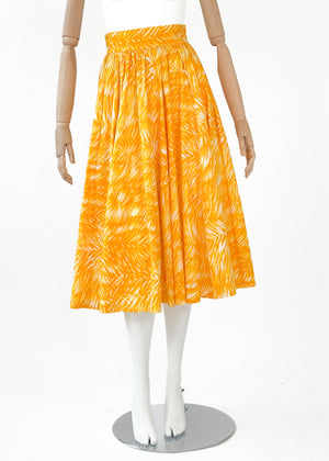 Vintage Yves Saint Laurent Yellow Print Full Skirt