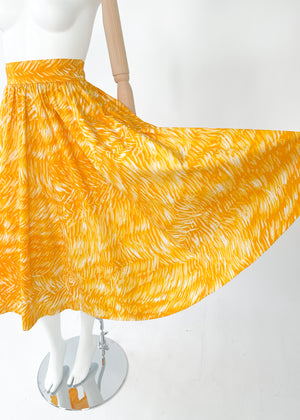 Vintage Yves Saint Laurent Yellow Print Full Skirt