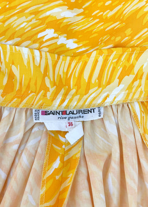 Vintage Yves Saint Laurent Yellow Print Full Skirt