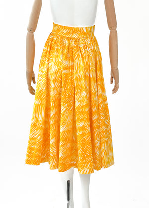 Vintage Yves Saint Laurent Yellow Print Full Skirt