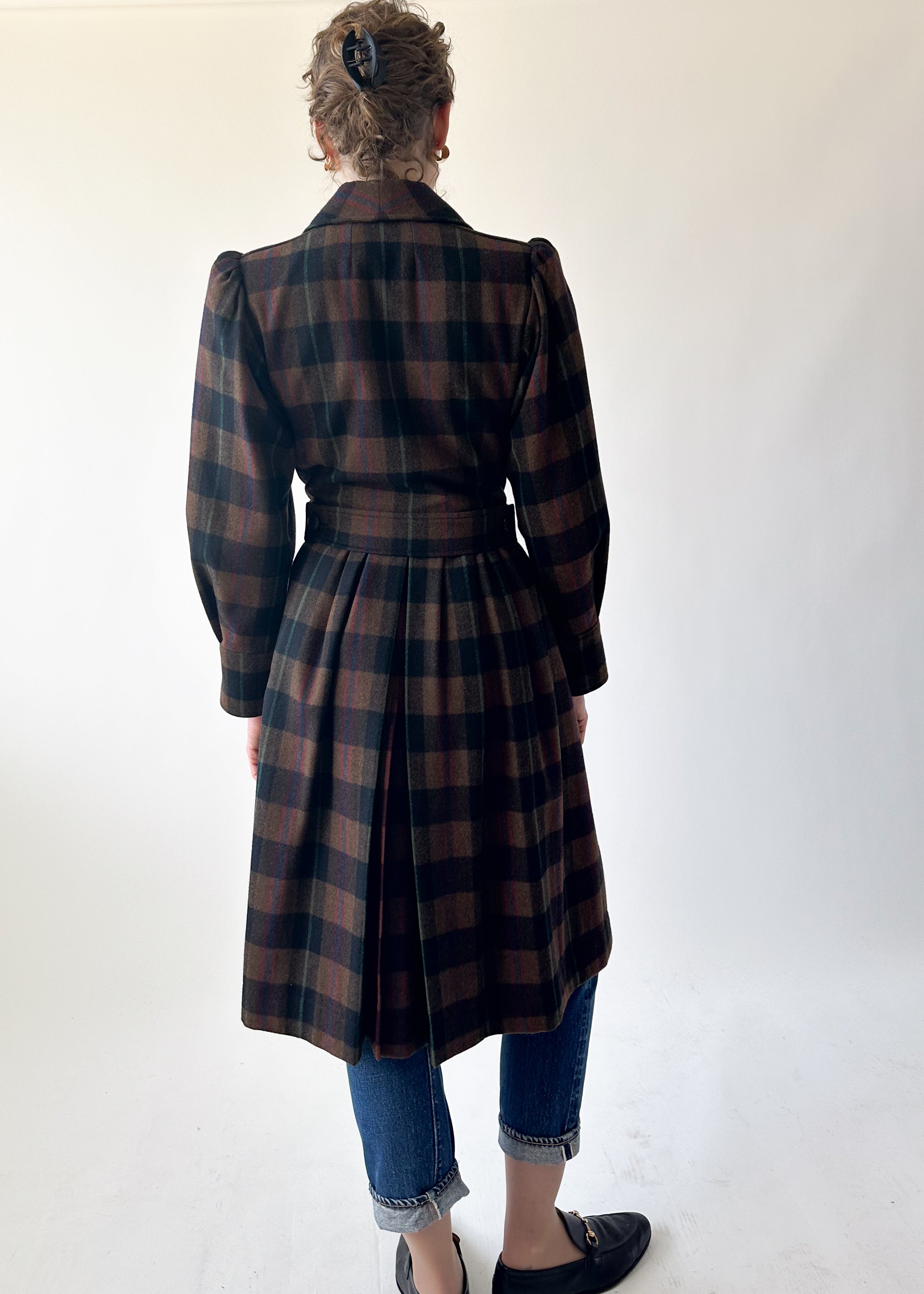Vintage Yves Saint Laurent Plaid Wool Coat F/W 1980s