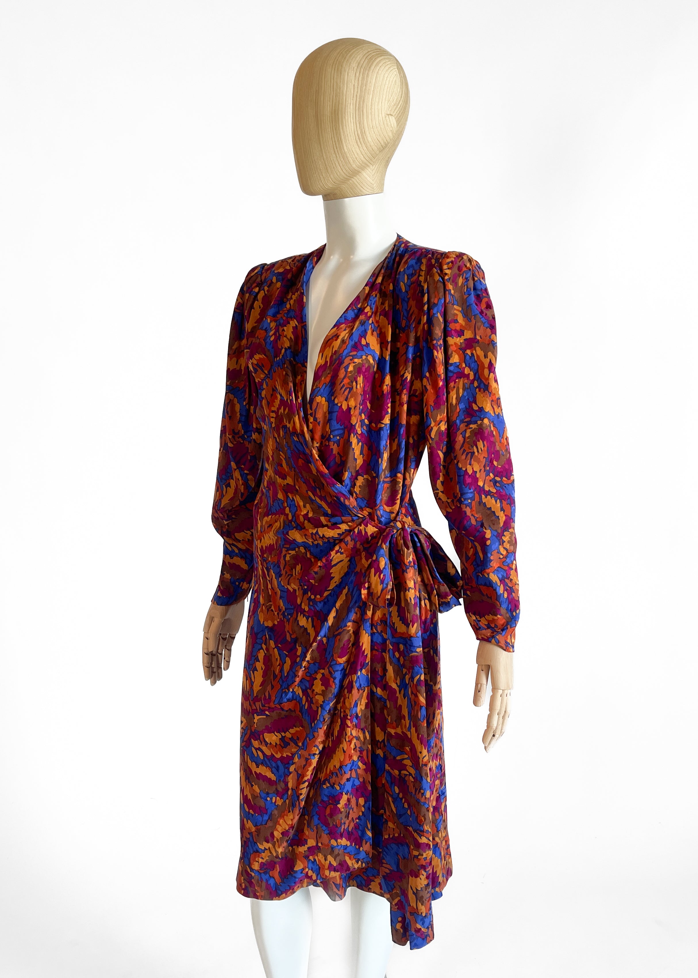 Yves Saint Laurent Silk Wrap Dress 1980s
