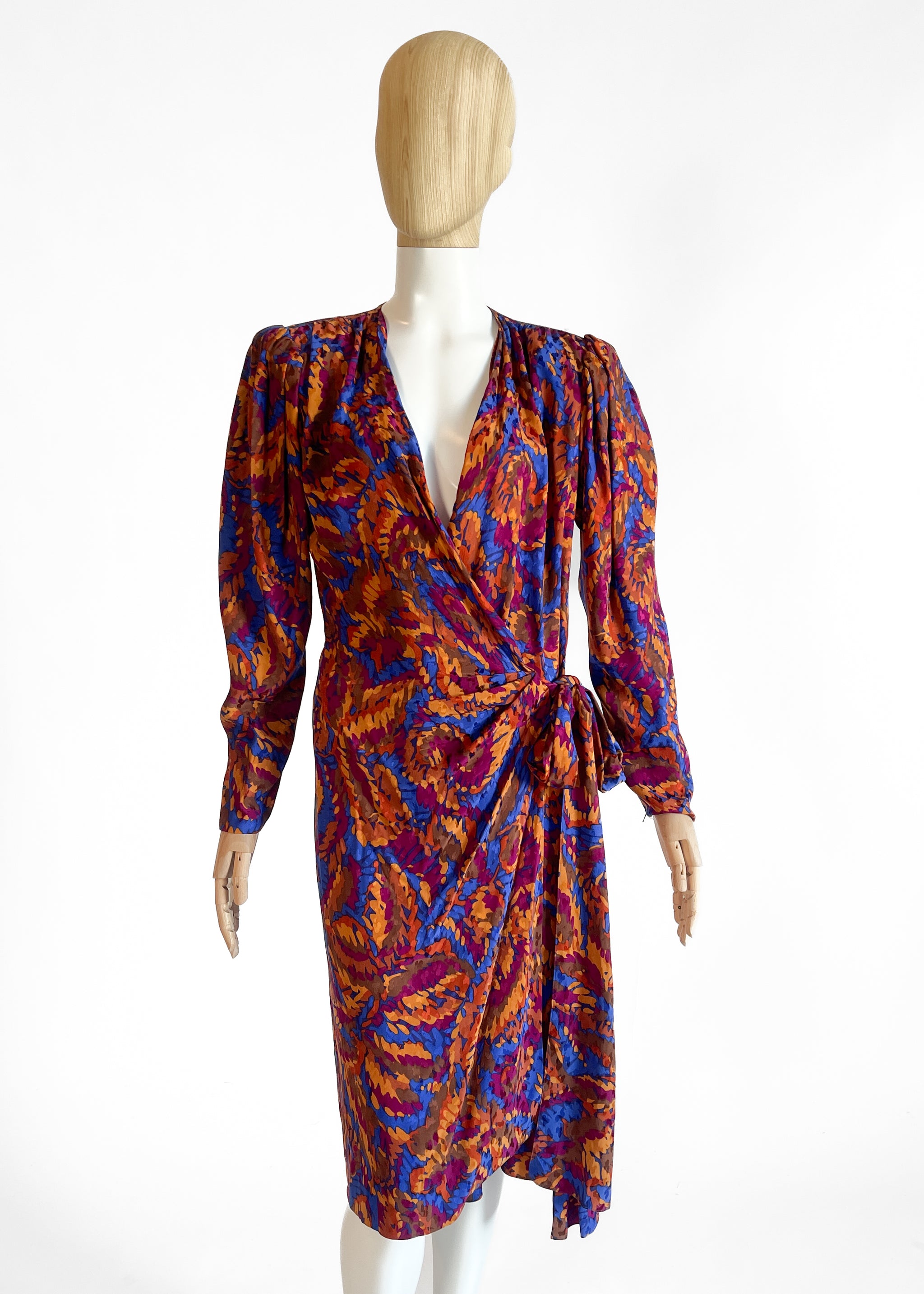 Yves Saint Laurent Silk Wrap Dress 1980s