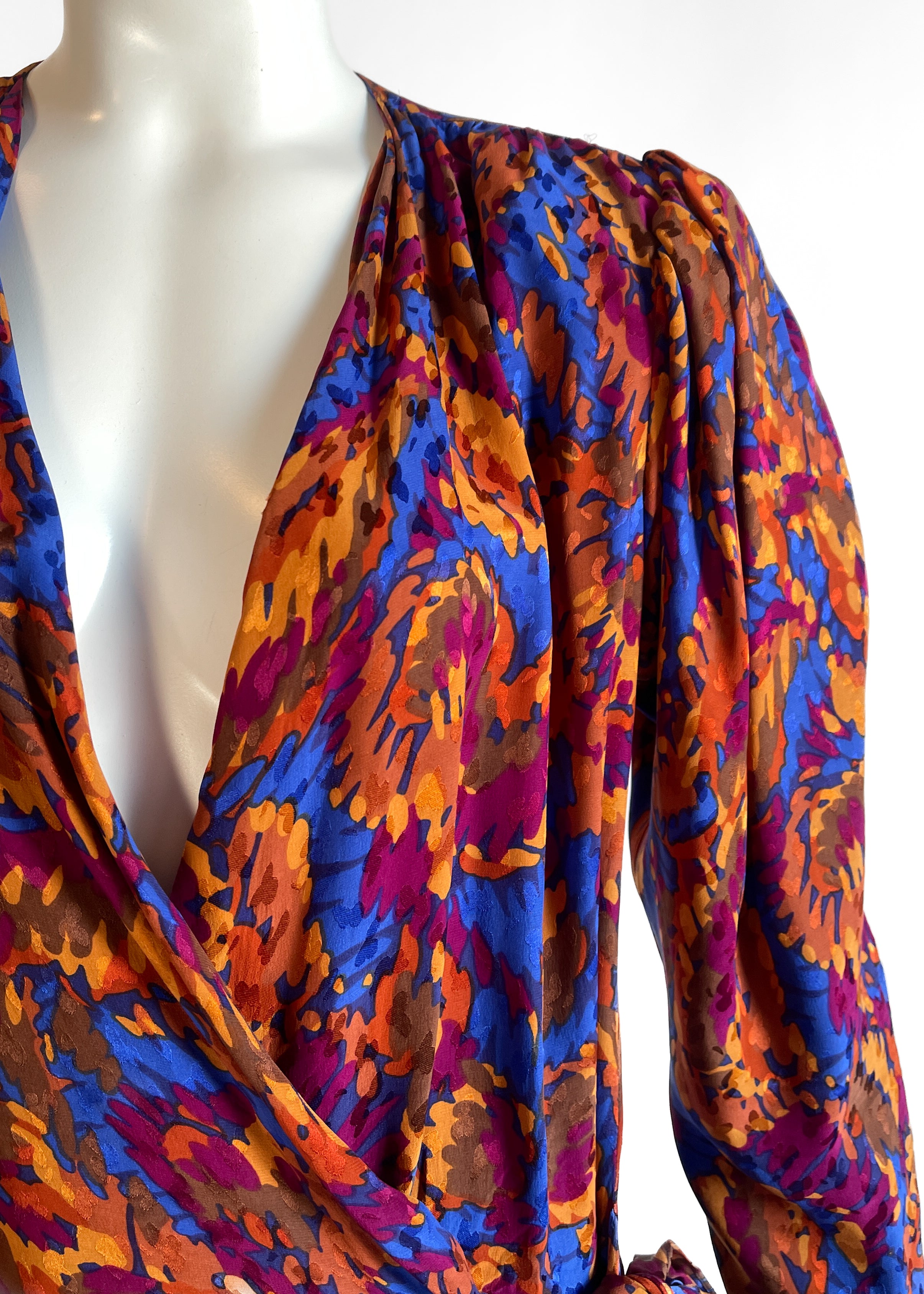 Yves Saint Laurent Silk Wrap Dress 1980s