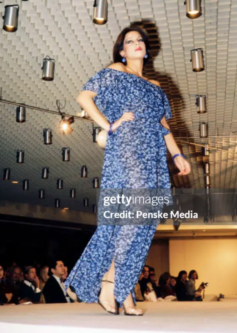 Yves Saint Laurent Floral Silk Maxi Dress Spring 1976