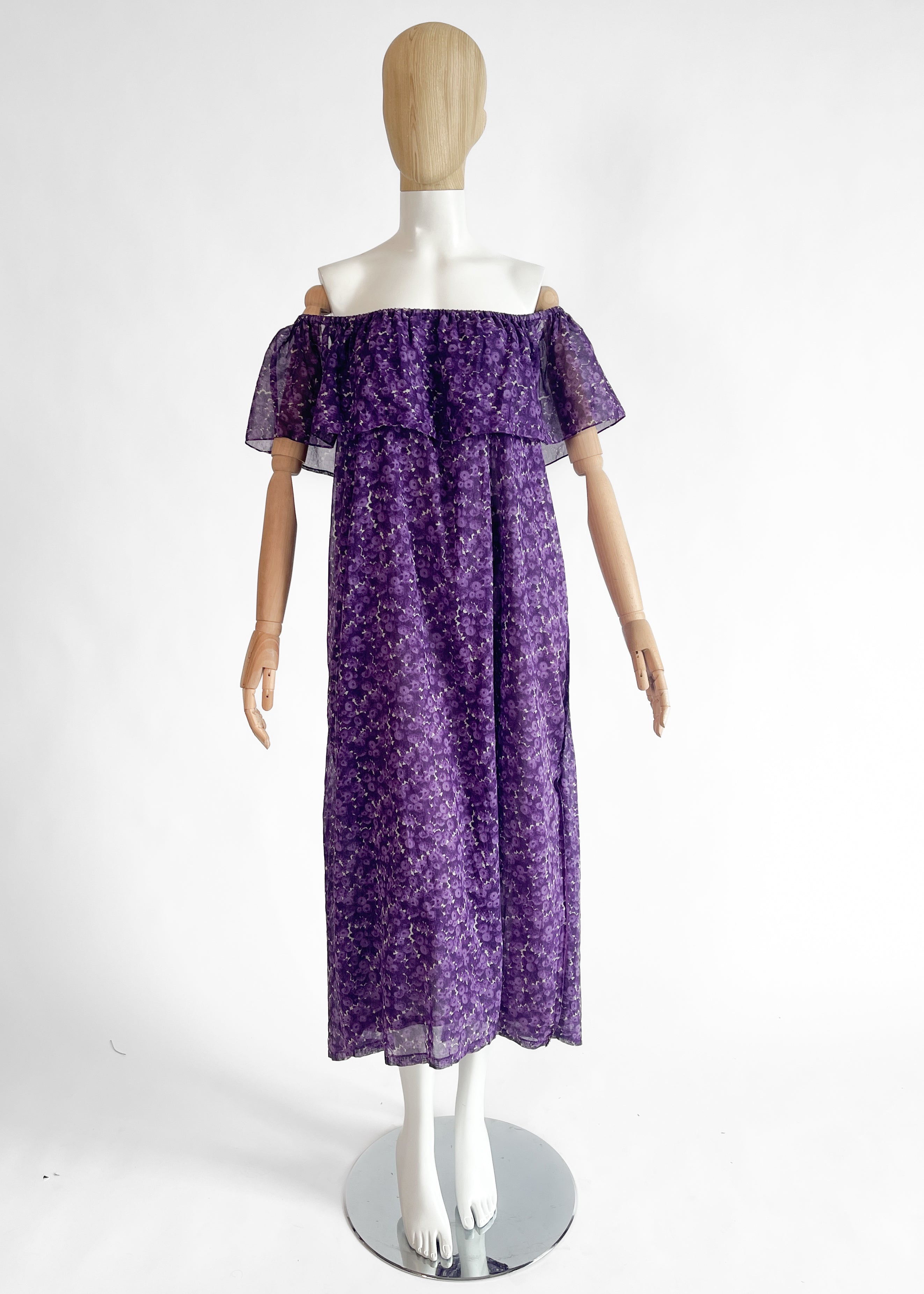 Yves Saint Laurent Floral Silk Maxi Dress Spring 1976