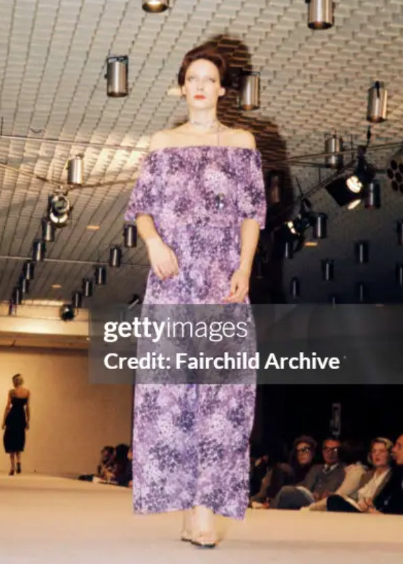 Yves Saint Laurent Floral Silk Maxi Dress Spring 1976