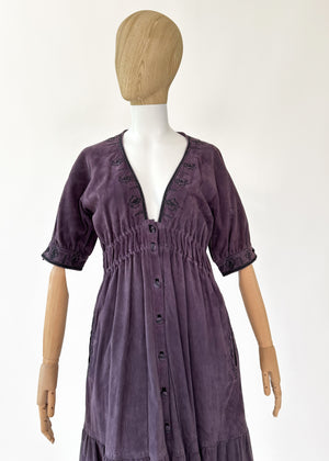 Vintage Yves Saint Laurent Purple Suede Dress