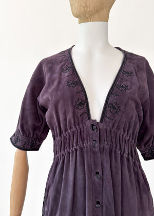 Vintage Yves Saint Laurent Purple Suede Dress