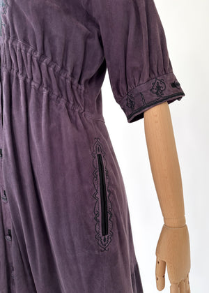 Vintage Yves Saint Laurent Purple Suede Dress