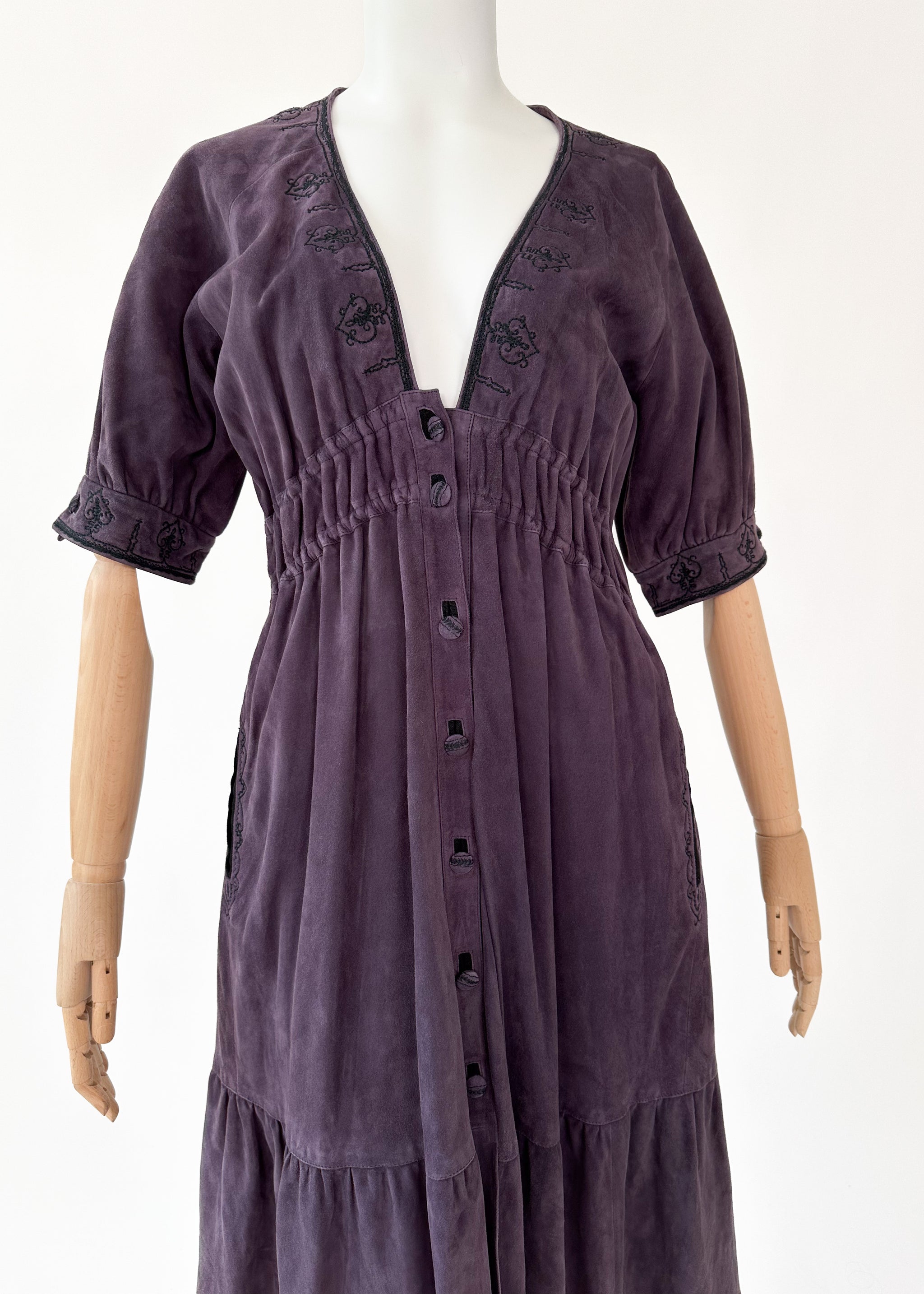 longchamp purple suede dress Leather mini dress Longchamp Purple size 40 FR in Leather