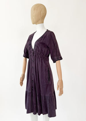 Vintage Yves Saint Laurent Purple Suede Dress