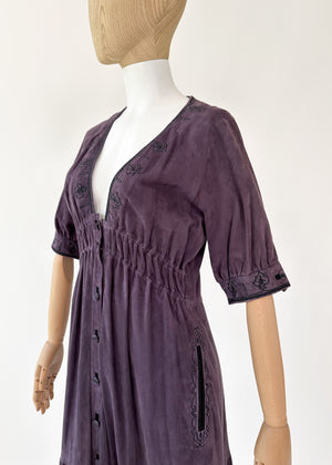 Vintage Yves Saint Laurent Purple Suede Dress