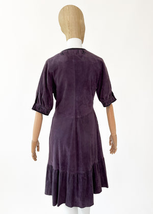 Vintage Yves Saint Laurent Purple Suede Dress