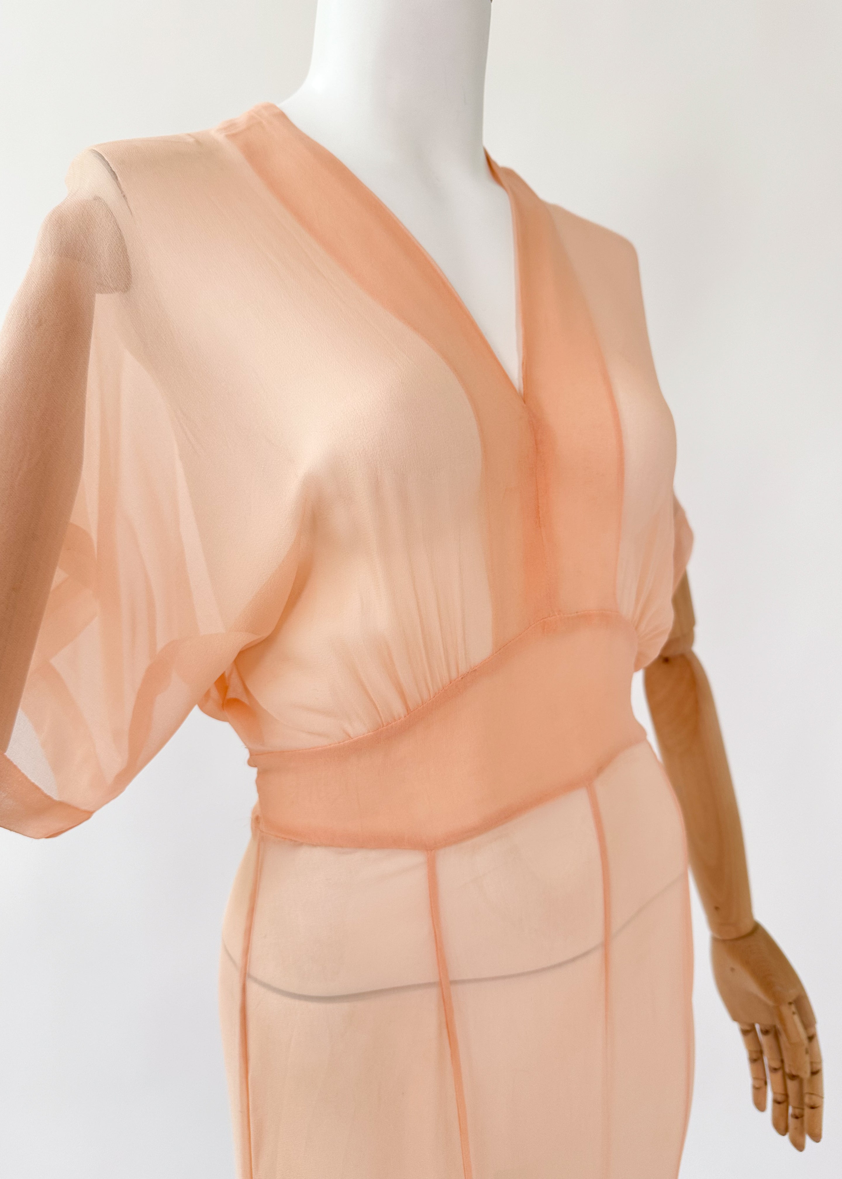 Vintage 1930s Sheer Silk Chiffon Dress