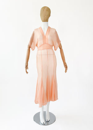 Vintage 1930s Sheer Silk Chiffon Dress