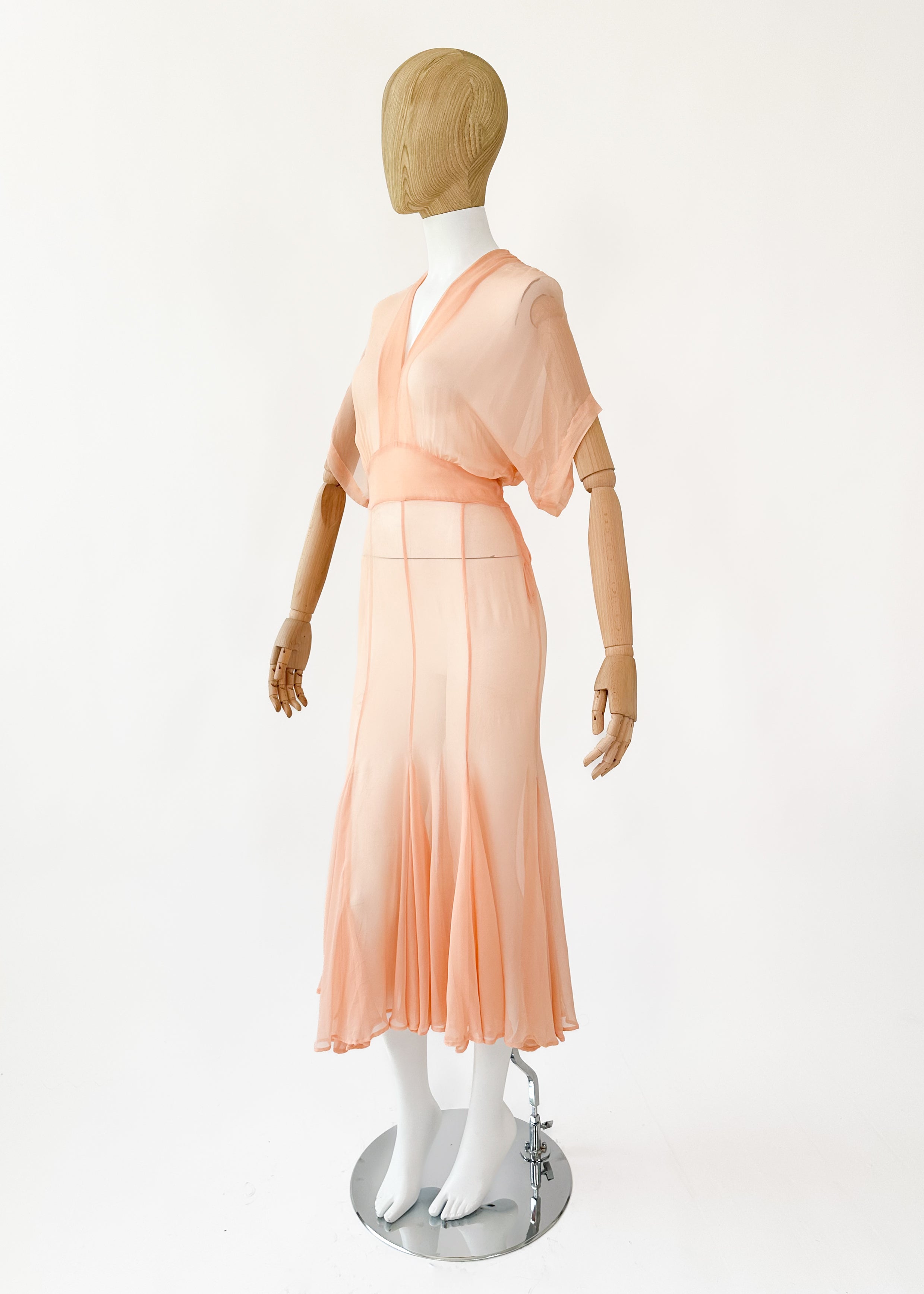 Vintage 1930s Sheer Silk Chiffon Dress