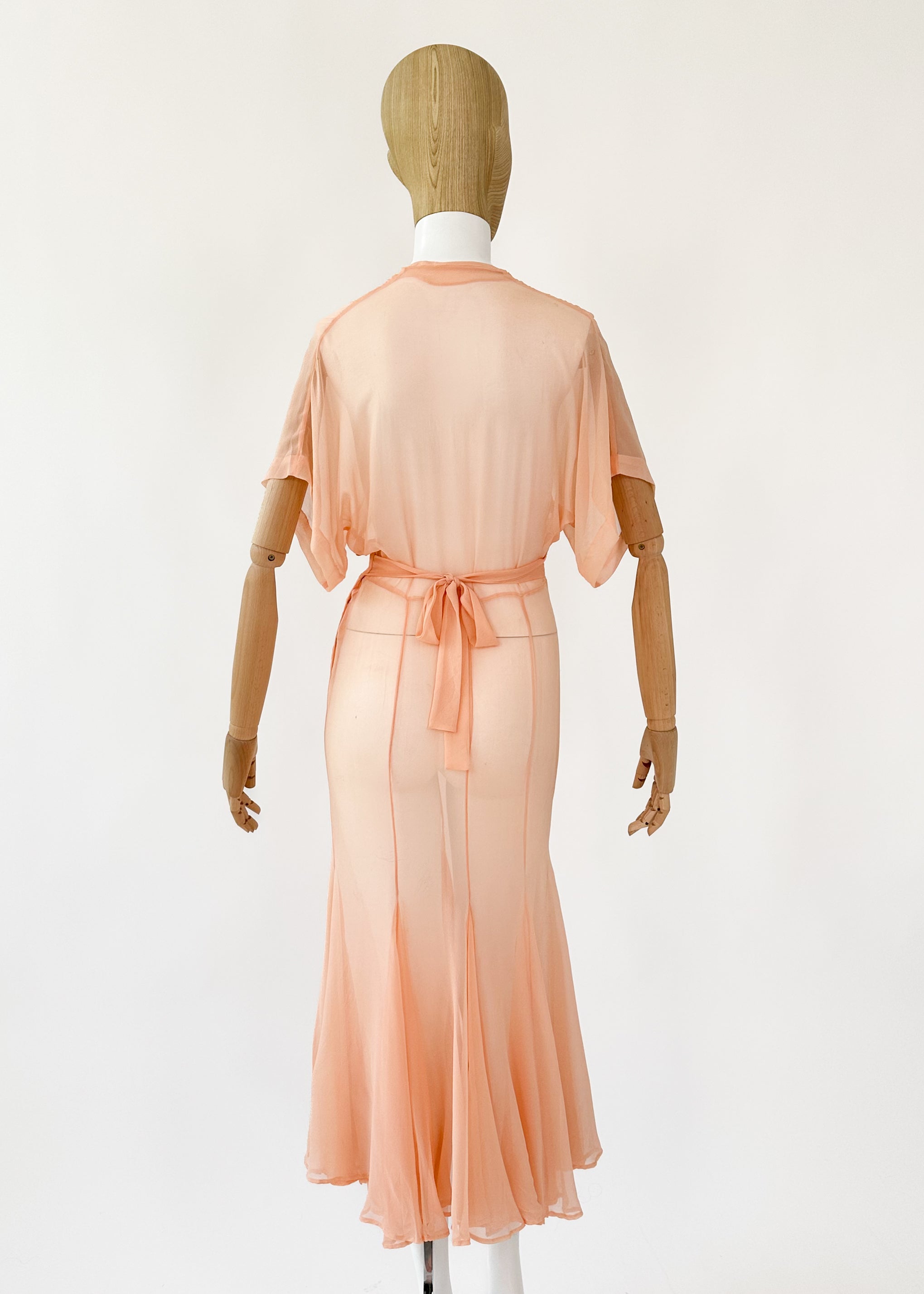 Vintage 1930s Sheer Silk Chiffon Dress