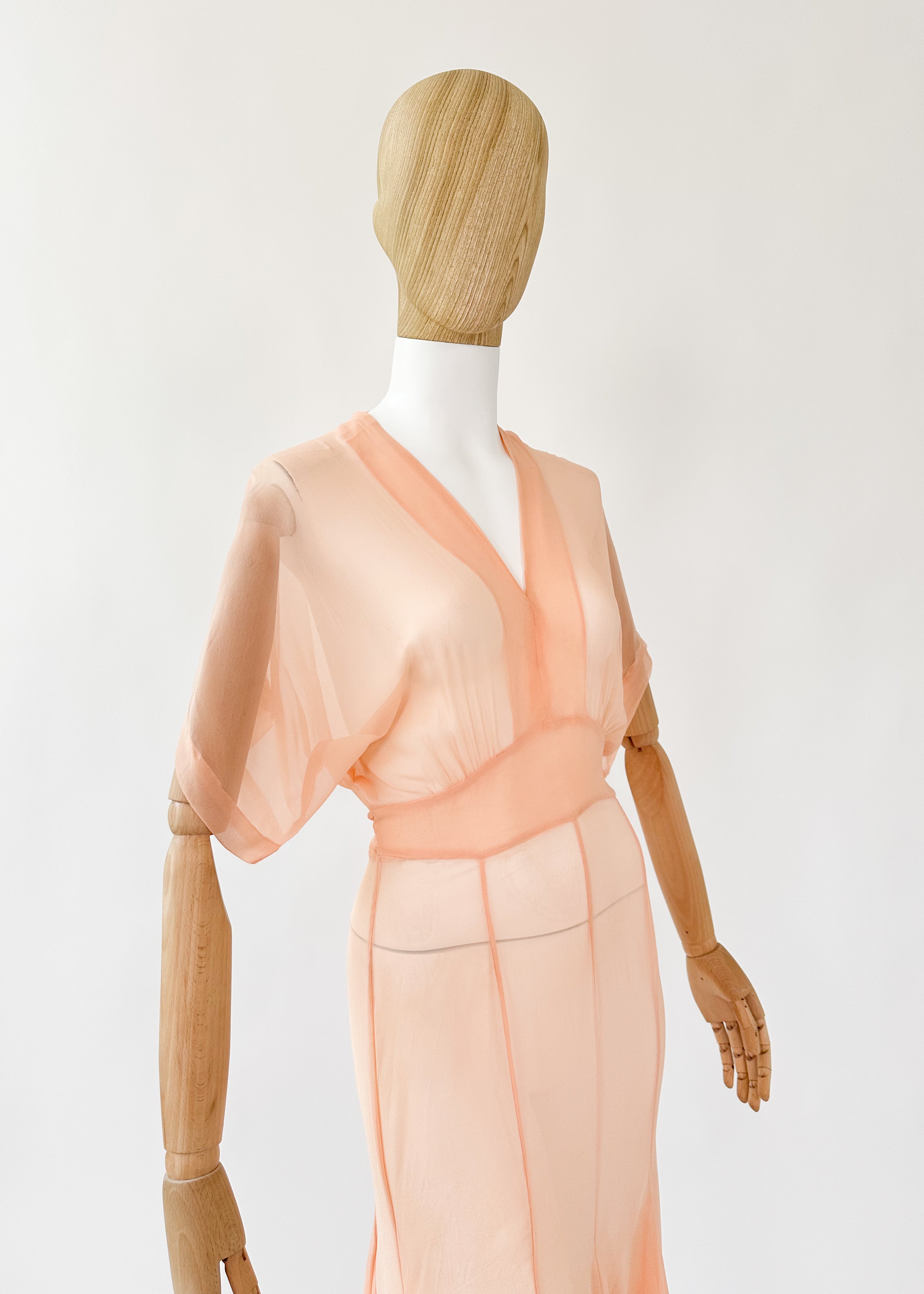 Vintage 1930s Sheer Silk Chiffon Dress
