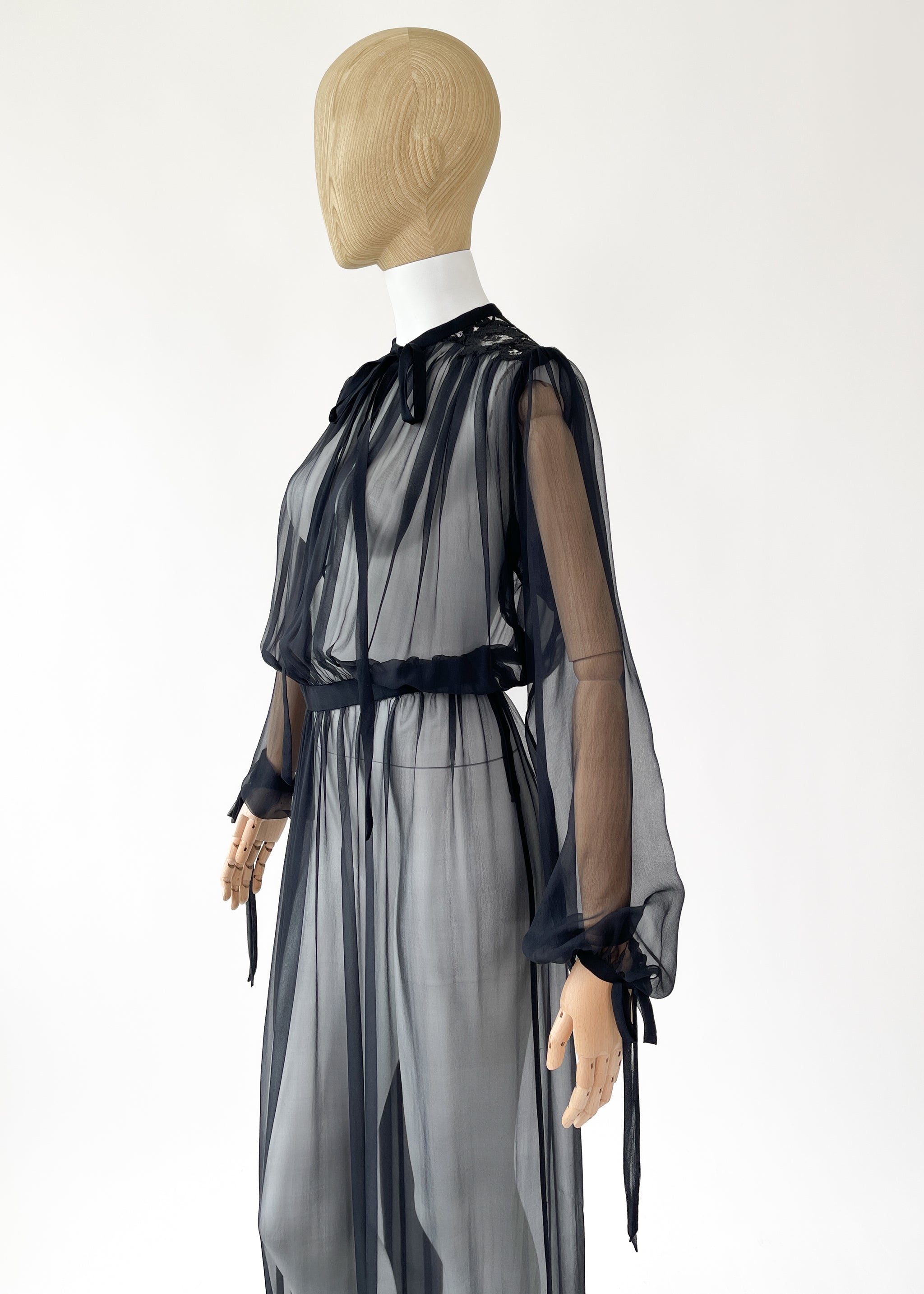 Vintage 1930s Sheer Silk Chiffon Dress