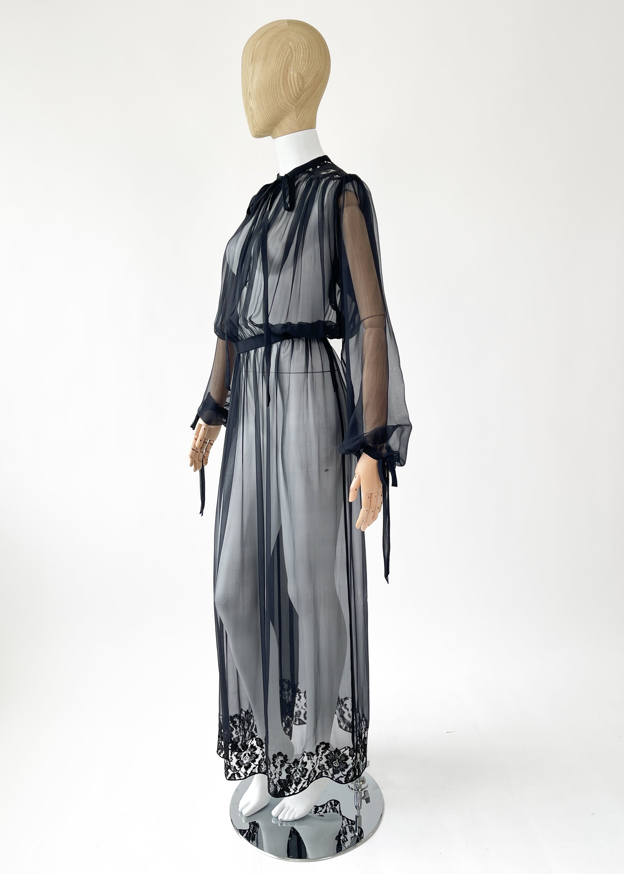 Vintage 1930s Sheer Silk Chiffon Dress