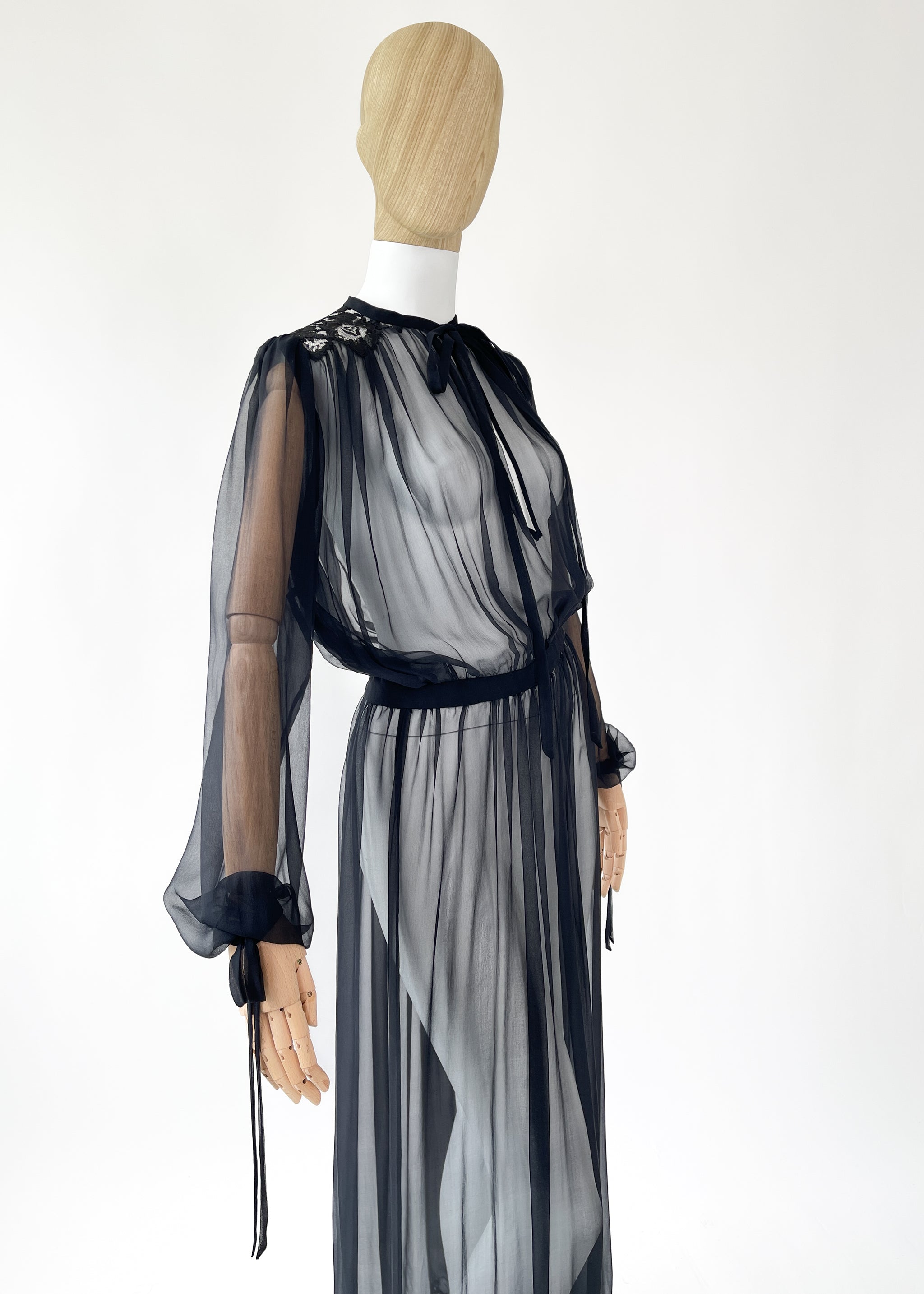 Vintage 1930s Sheer Silk Chiffon Dress