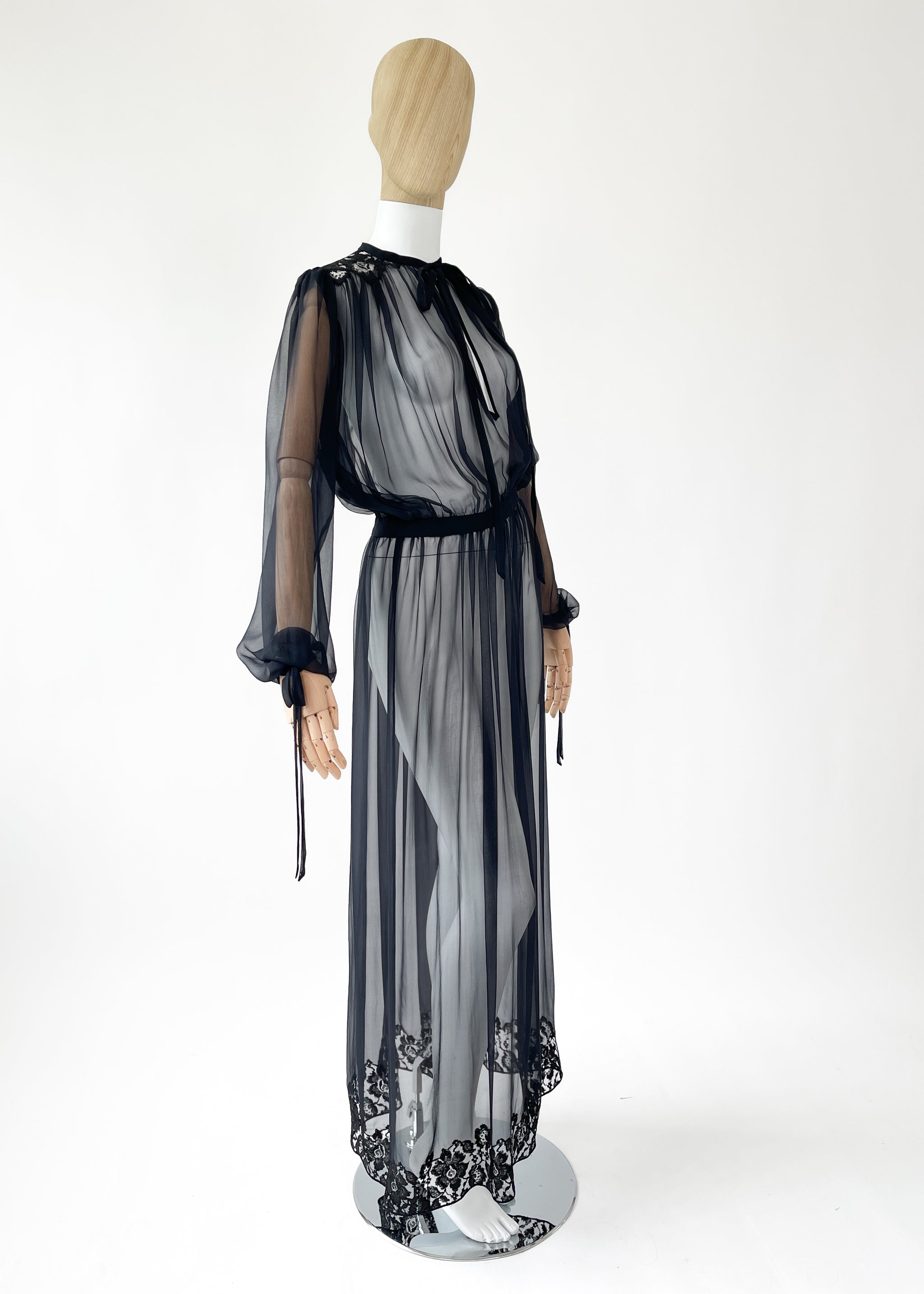 Vintage 1930s Sheer Silk Chiffon Dress