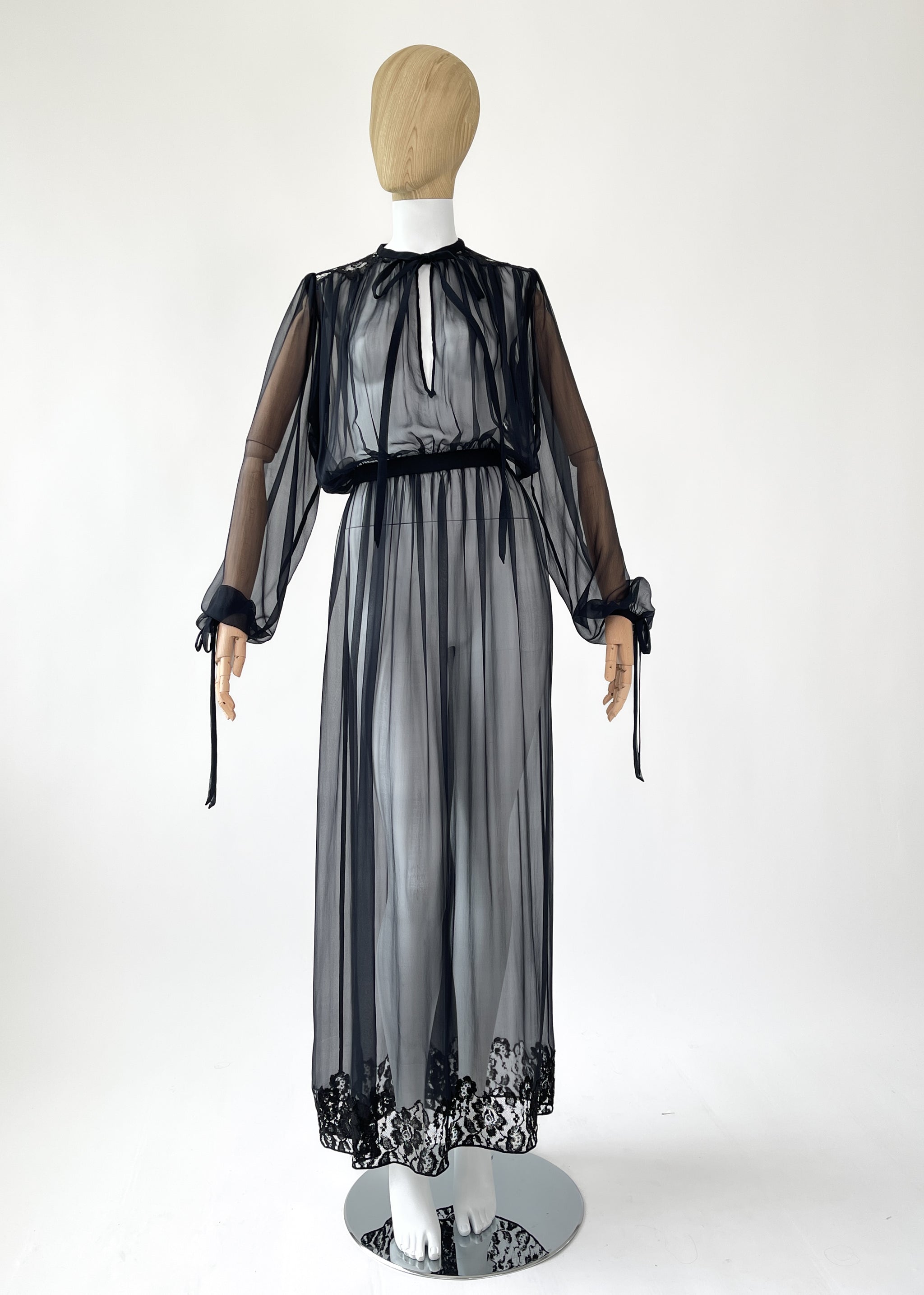 Vintage 1930s Sheer Silk Chiffon Dress