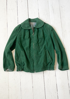 Vintage 1940s Czech Green Moleskin Jacket