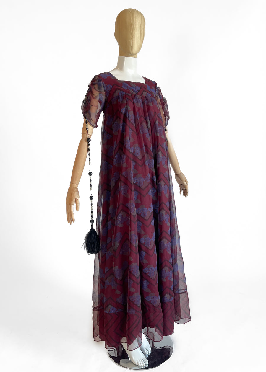 1970s Jean Varon Dress with Feather Tassels