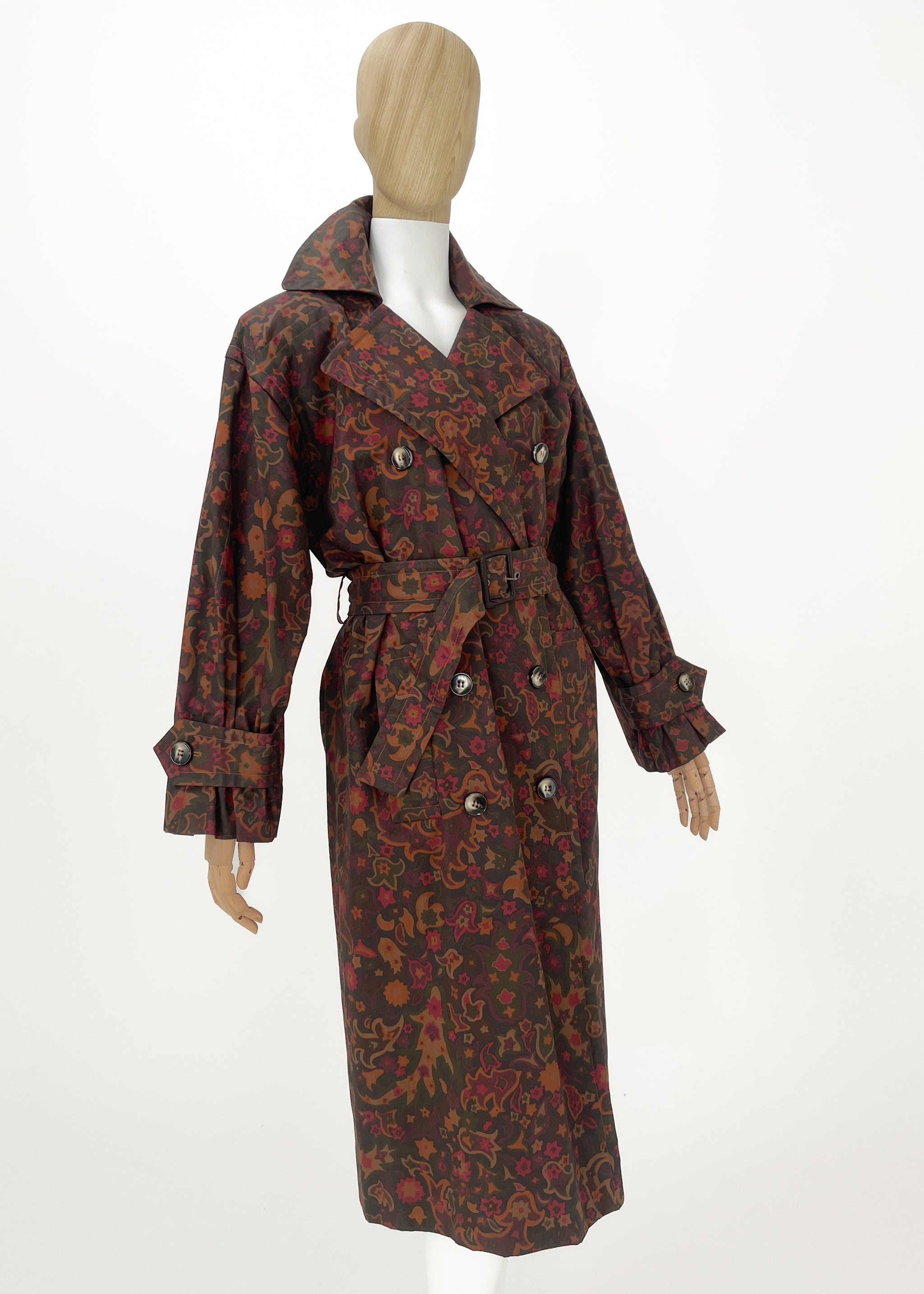Vintage Yves Saint Laurent Print Trench Coat and Skirt