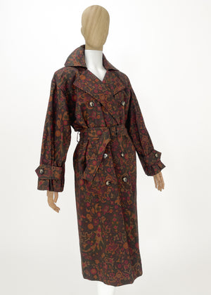 Vintage Yves Saint Laurent Print Trench Coat and Skirt