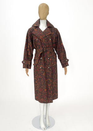 Vintage Yves Saint Laurent Print Trench Coat and Skirt