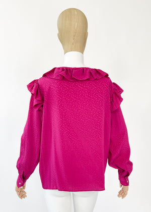 Vintage 1970s YSL Silk Fuchsia Blouse