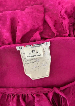 Vintage 1970s YSL Silk Fuchsia Blouse