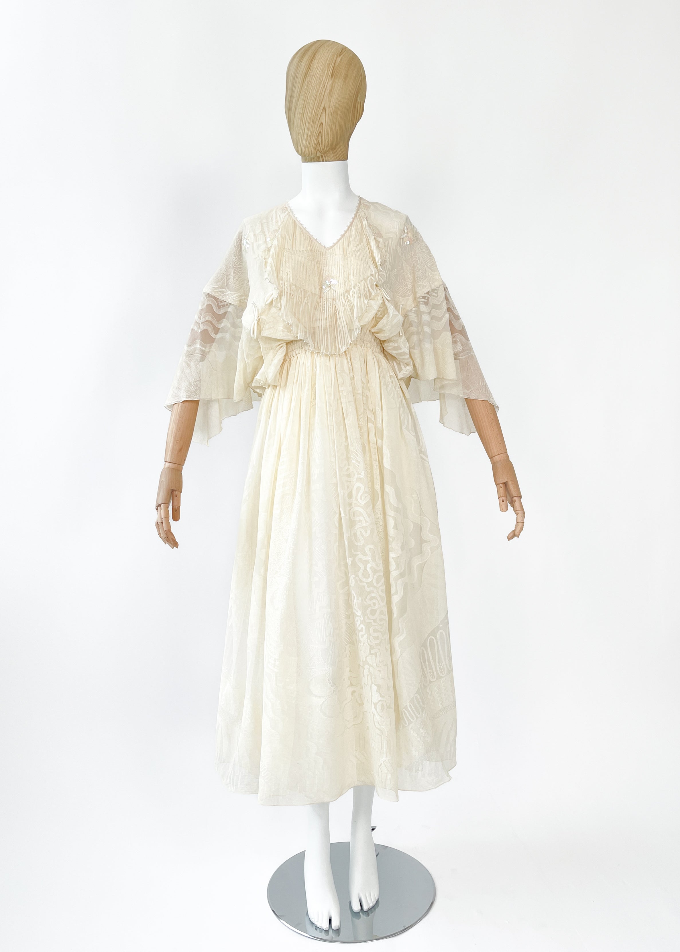 Vintage 1970s Zandra Rhodes Hand-Painted "Shell" Dress