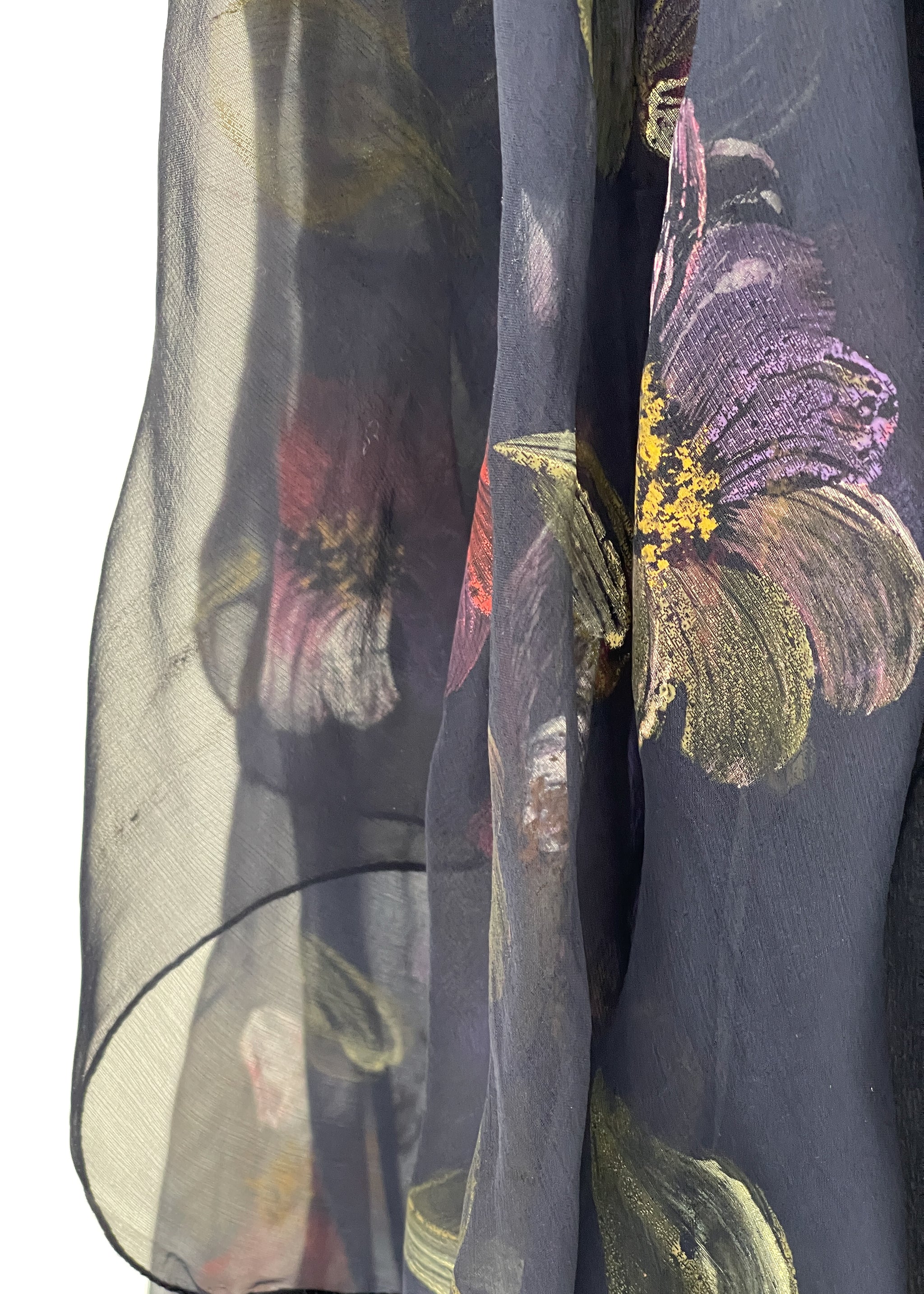 Vintage 1970s Italian Hand Painted Silk Tiered Dress