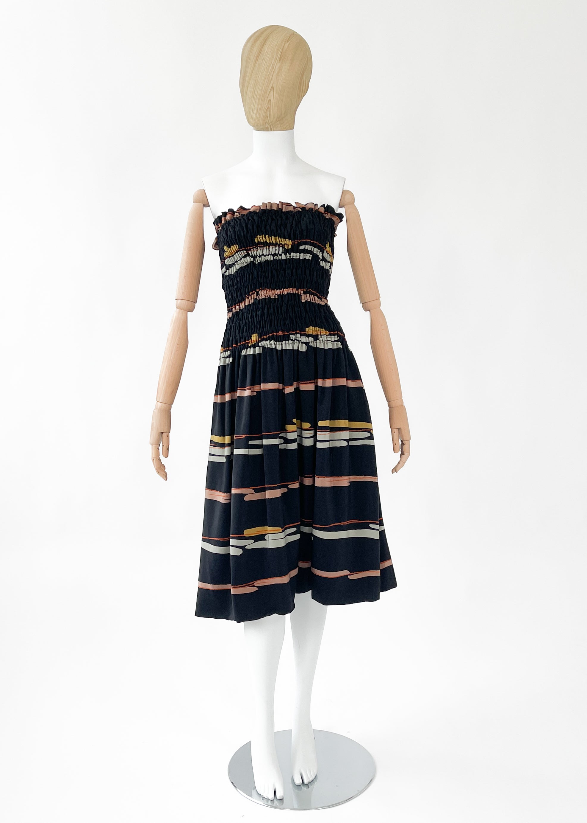 Vintage 1980 Halston Silk Strapless Dress