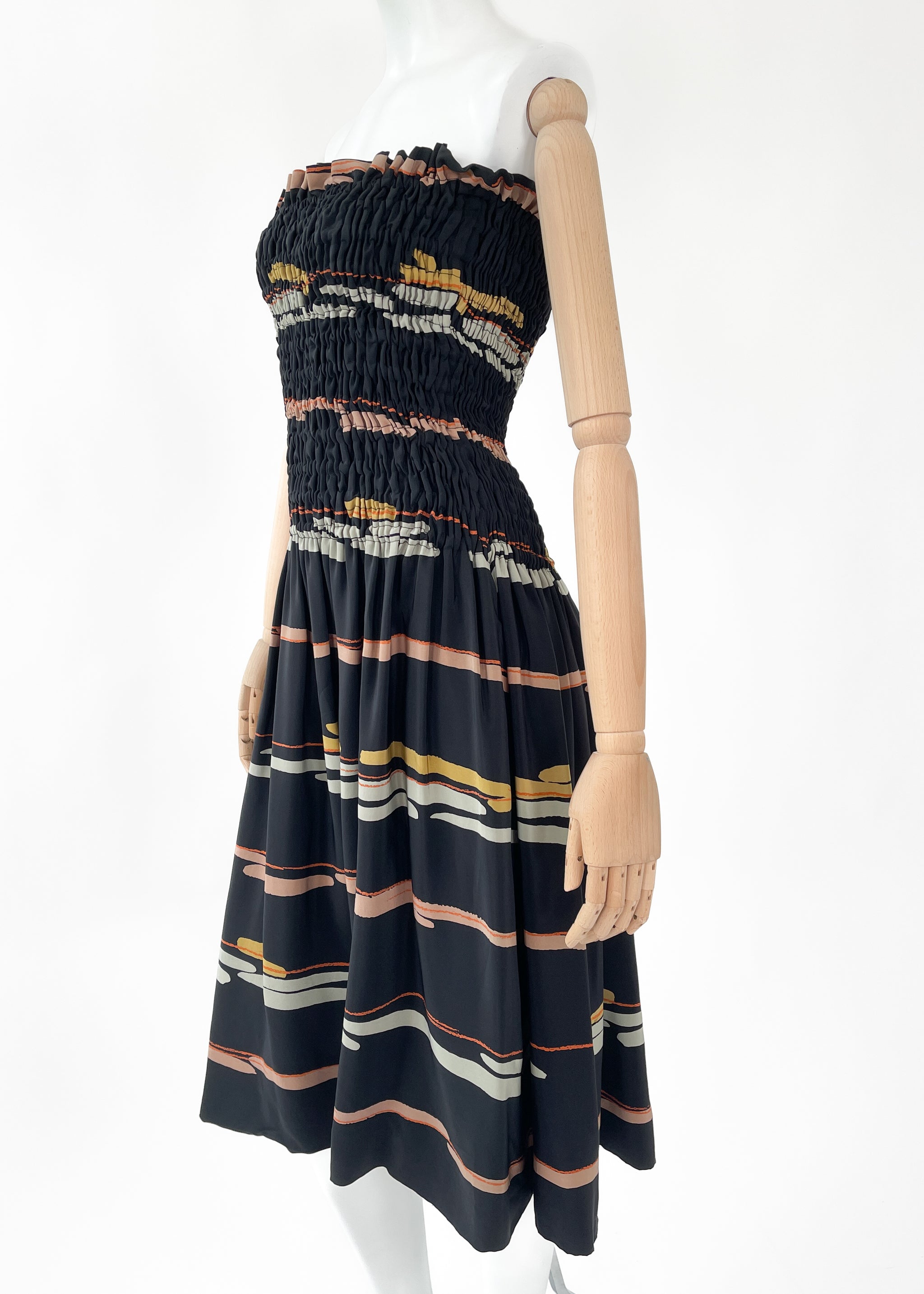 Vintage 1980 Halston Silk Strapless Dress