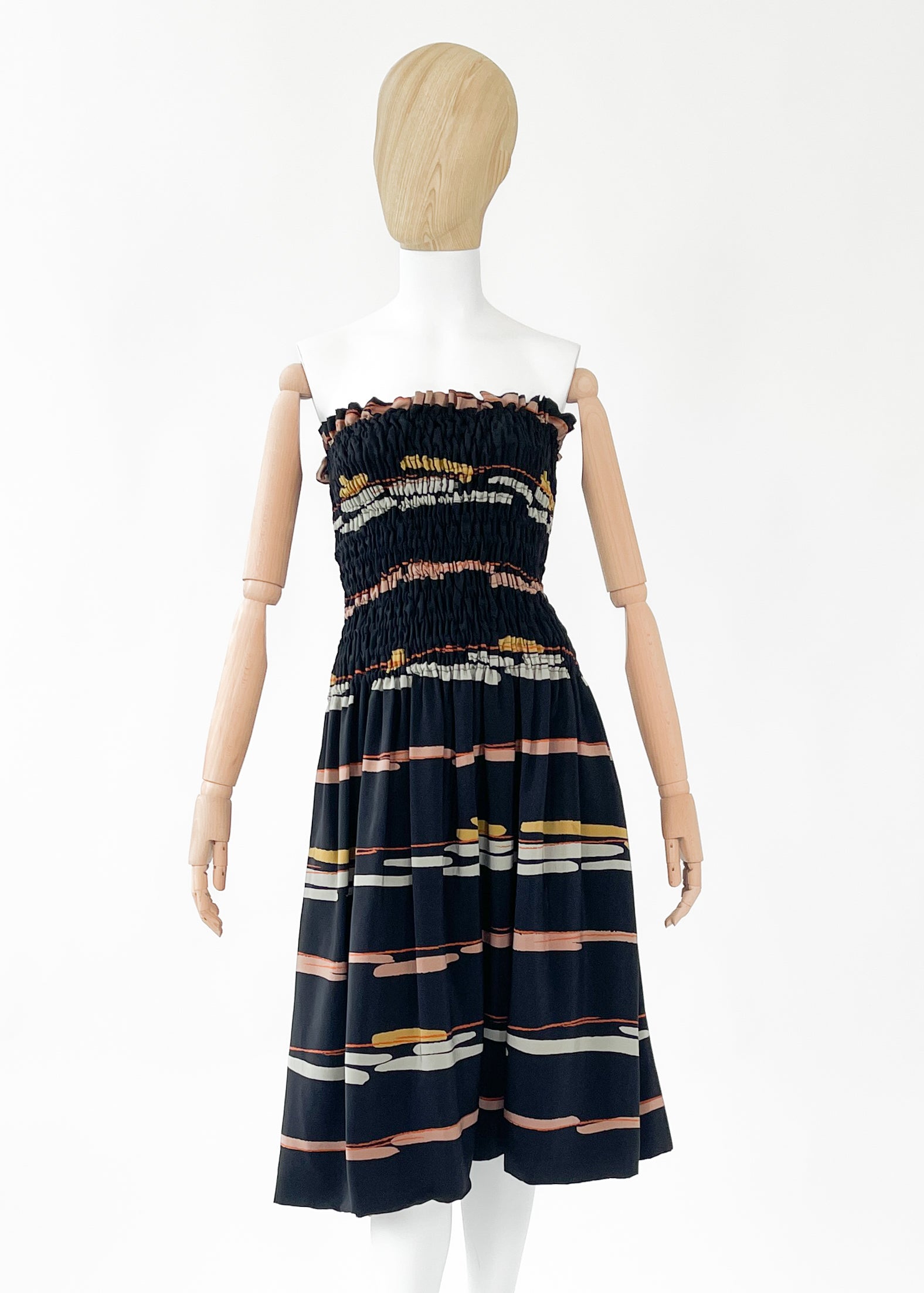 Vintage 1980 Halston Silk Strapless Dress